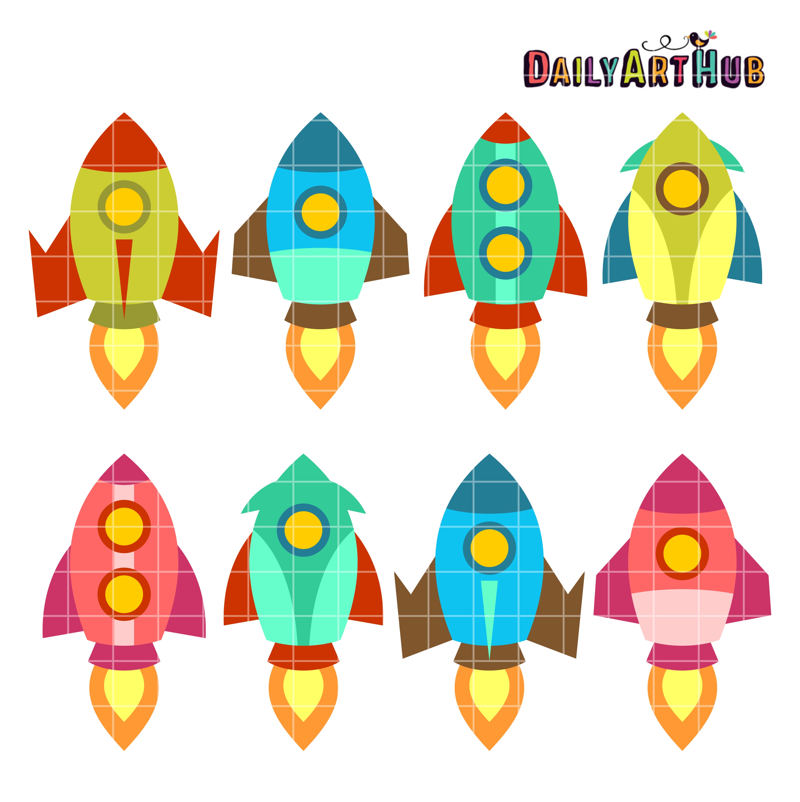 2664x2670 Old School Rocket Ships Clip Art Set Daily Art Hub