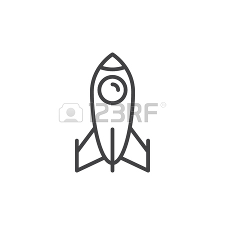 450x450 Rocket Ship Line Icon, Outline Vector Logo, Linear Pictogram