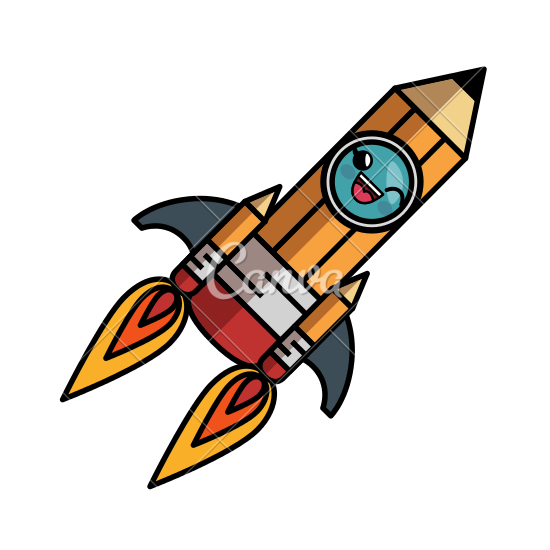 550x550 Pencil Rocketship Cartoon
