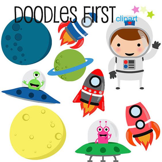 564x564 Aliens Rockets Spaceships And Astronauts Digital Clip Art