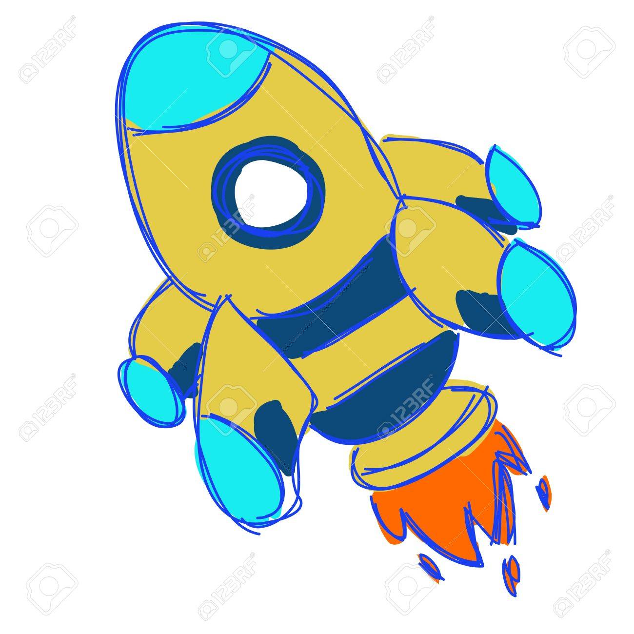 1300x1300 Rocket Ship Launch Sketch And Paint Royalty Free Cliparts, Vectors