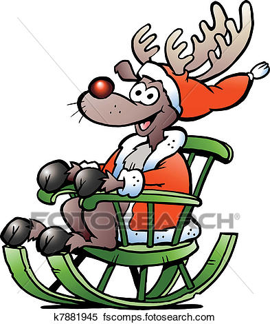 393x470 Clipart Of Reindeer Sitting In Rocking Chair K7881945