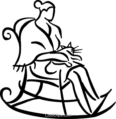 465x480 Woman Relaxing In A Rocking Chair Royalty Free Vector Clip Art