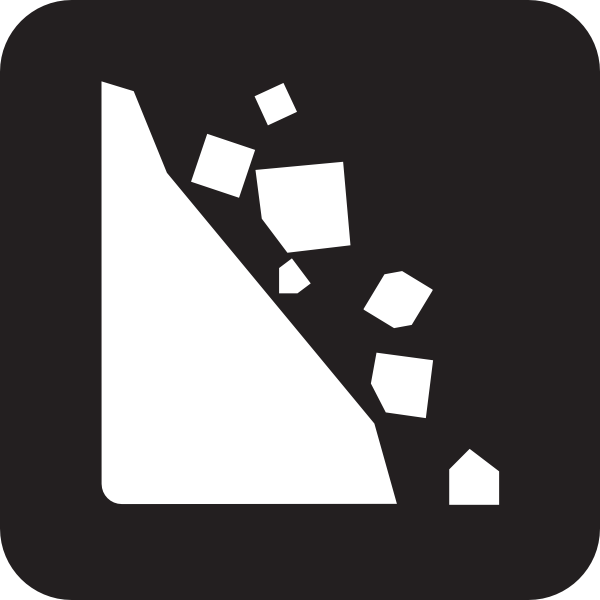 600x600 Falling Rocks Black Clip Art