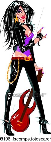 169x470 Clip Art Of Sexy Cool Teenage Girl Musician With Electric Rock