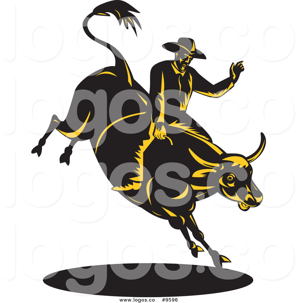 1024x1044 Royalty Free Clip Art Vector Logo Of A Rodeo Cowboy On A Bucking