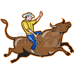 300x300 Royalty Free Rodeo Cowboy Bull Riding Side Right 388087 Vector