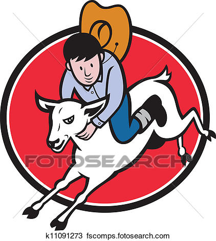 422x470 Clipart Of Junior Rodeo Cowboy Riding Sheep K11091273