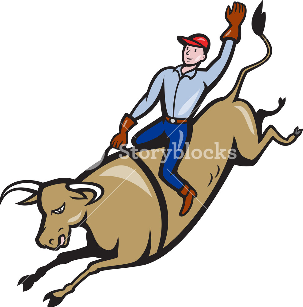 989x1000 Rodeo Cowboy Bull Riding Retro Royalty Free Stock Image