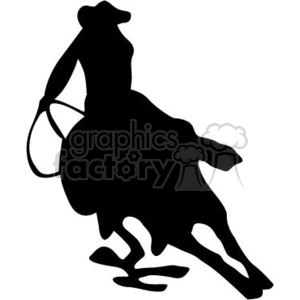 300x300 Royalty Free Cowboy Riding A Horse 371932 Vector Clip Art Image