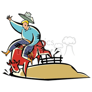 300x300 Royalty Free Cartoon Rodeo 128647 Vector Clip Art Image