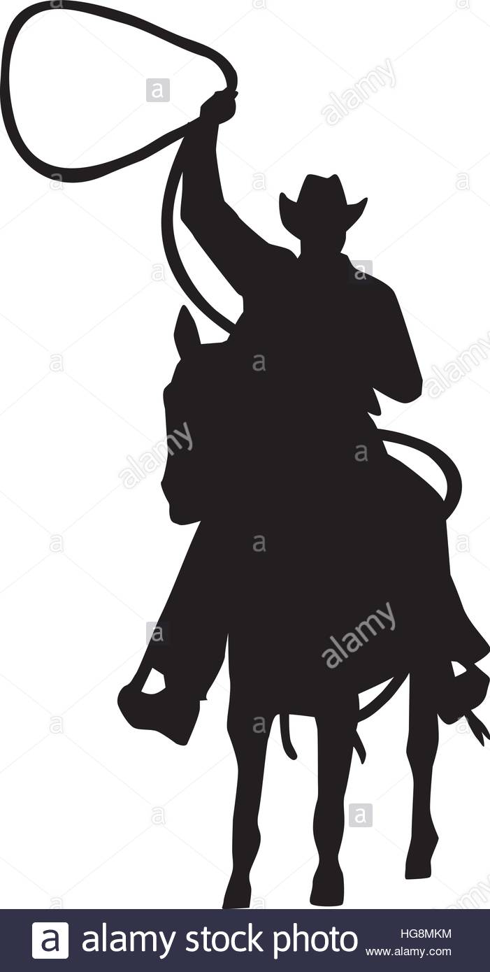 701x1390 Cowboy With Lasso On A Horse Silhouette Stock Vector Art