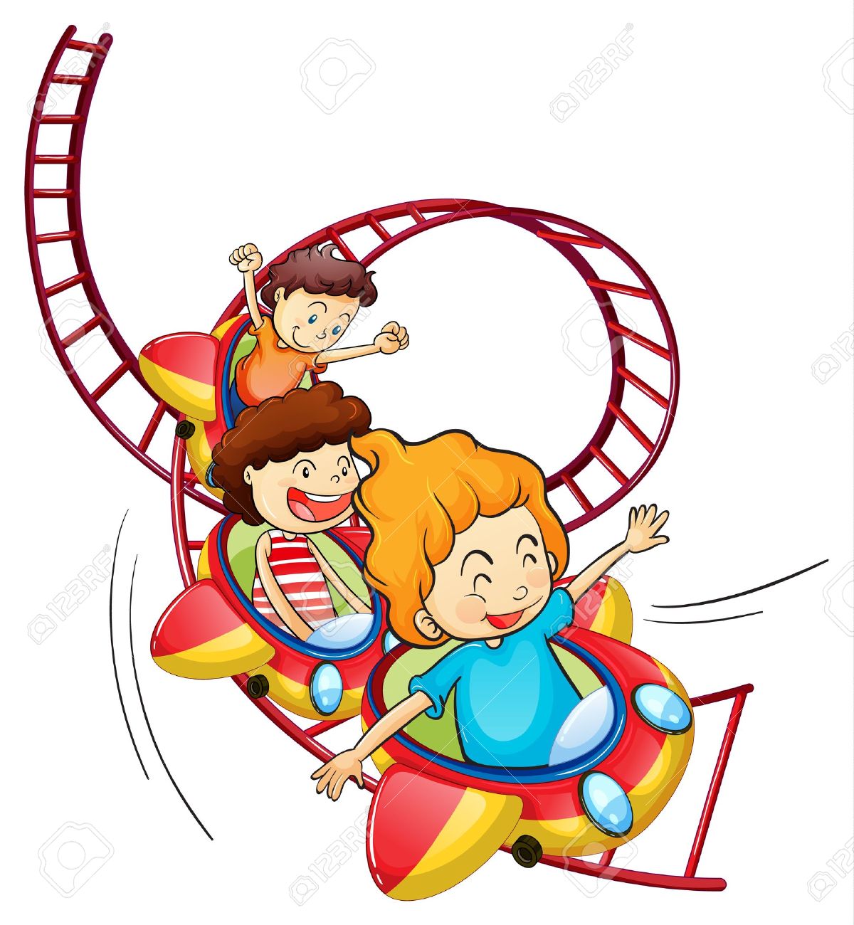1200x1300 Illustration Of Three Children Riding In A Roller Coaster