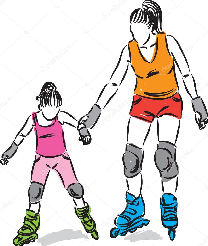 868x1024 Little Girl Clipart Roller Skating
