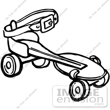 450x450 Clipart Of A Retro Roller Skate In Black And White