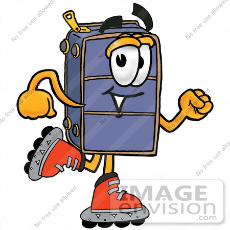 450x450 Clip Art Graphic Of A Suitcase Luggage Cartoon Character Roller