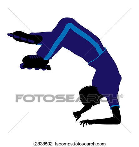 445x470 Clip Art Of Female Roller Skater Silhouette K2838502