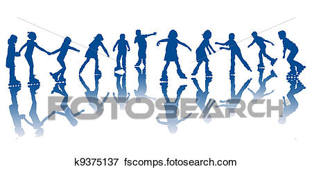 450x245 Clip Art Of Kids On Roller Skates K9375137