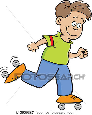 375x470 Clip Art Of Roller Skate Boy K10909387
