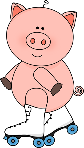 286x500 Pig In Roller Skates Clip Art