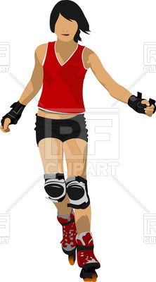 222x400 Silhouette Of Woman Roller Skater Royalty Free Vector Clip Art