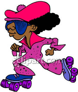 252x300 African American Guy On Roller Skates Royalty Free Clipart Picture