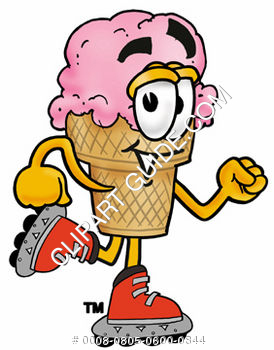 274x350 Clipart Cartoon Ice Cream Cone Character Roller Skating