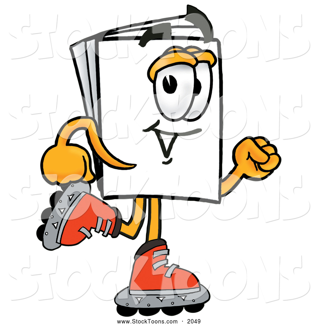 1024x1044 Stock Cartoon Of A Roller Skating Paper Mascot By Toons4biz