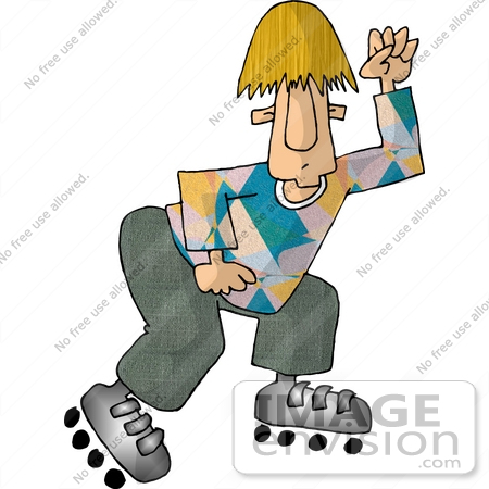 450x450 Blond Man Roller Skating And Dancing Clipart