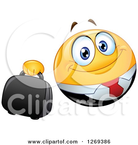 450x470 Clipart Of Happy Businessman Smiley Emoticon Holding Out