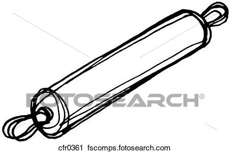 450x299 Clipart Of A Black And White Illustration Of A Rolling Pin Cfr0361