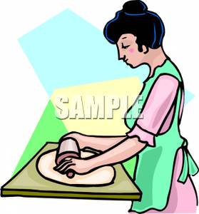 279x300 Free Clipart Image A Woman Using A Rolling Pin On Dough