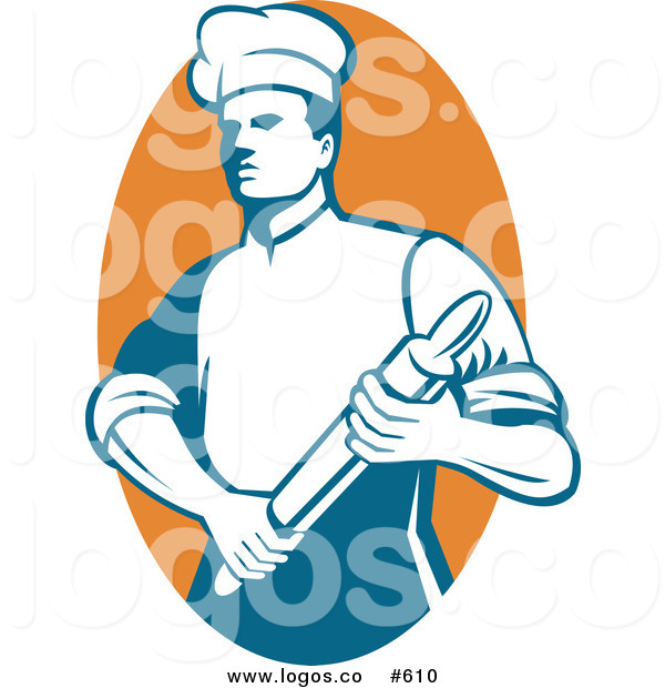 600x620 Royalty Free Vector Logo Of A Chef With Rolling Pin By Patrimonio