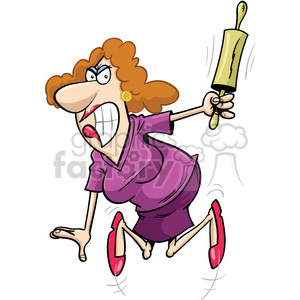 300x300 Royalty Free Angry Lady With Rolling Pin 393536 Vector Clip Art