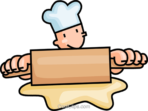 480x359 Baker Rolling Dough Royalty Free Vector Clip Art Illustration