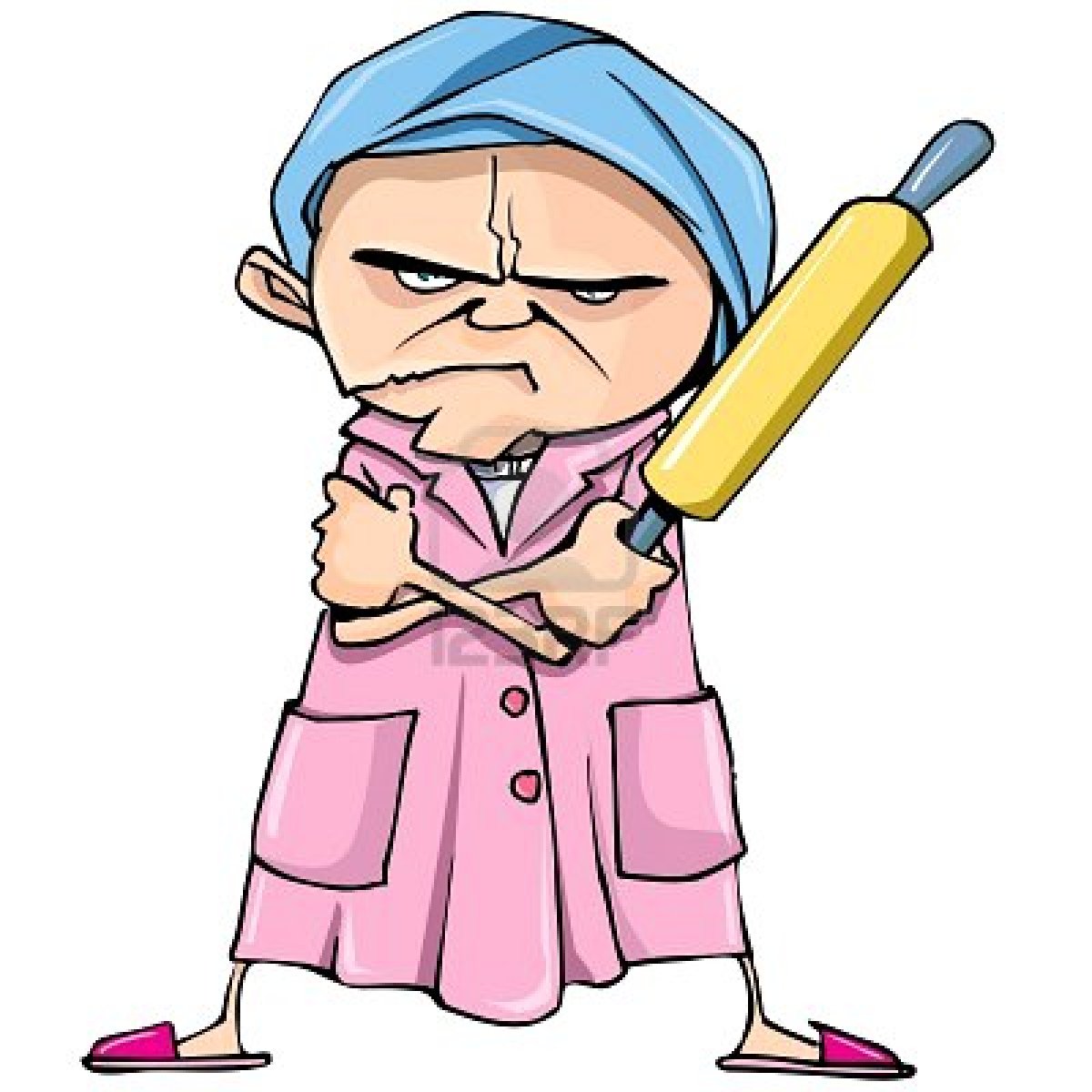 1200x1200 Cartoon Of Mean Old Woman With A Rolling Pin. Description