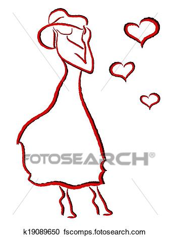 337x470 Clipart Of Romantic Woman In Big Hat K19089650