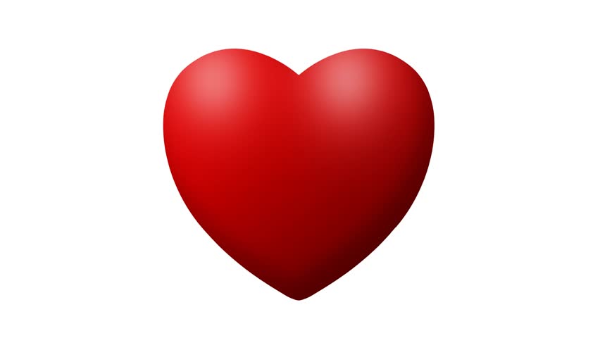 852x480 Love Heart Thumping Beating On White Background.animation Of Red