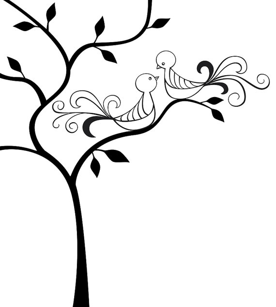 570x633 Vector Illustration Of 2 Love Birds Sitting In A Tree Instant
