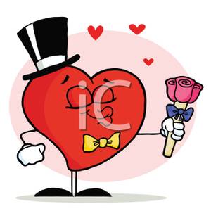 300x300 Image A Romantic Red Cartoon Heart Wearing A Bowtie Holding Roses