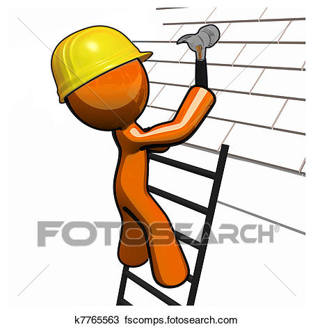 450x470 Clip Art Of Roofing Worker K10610212