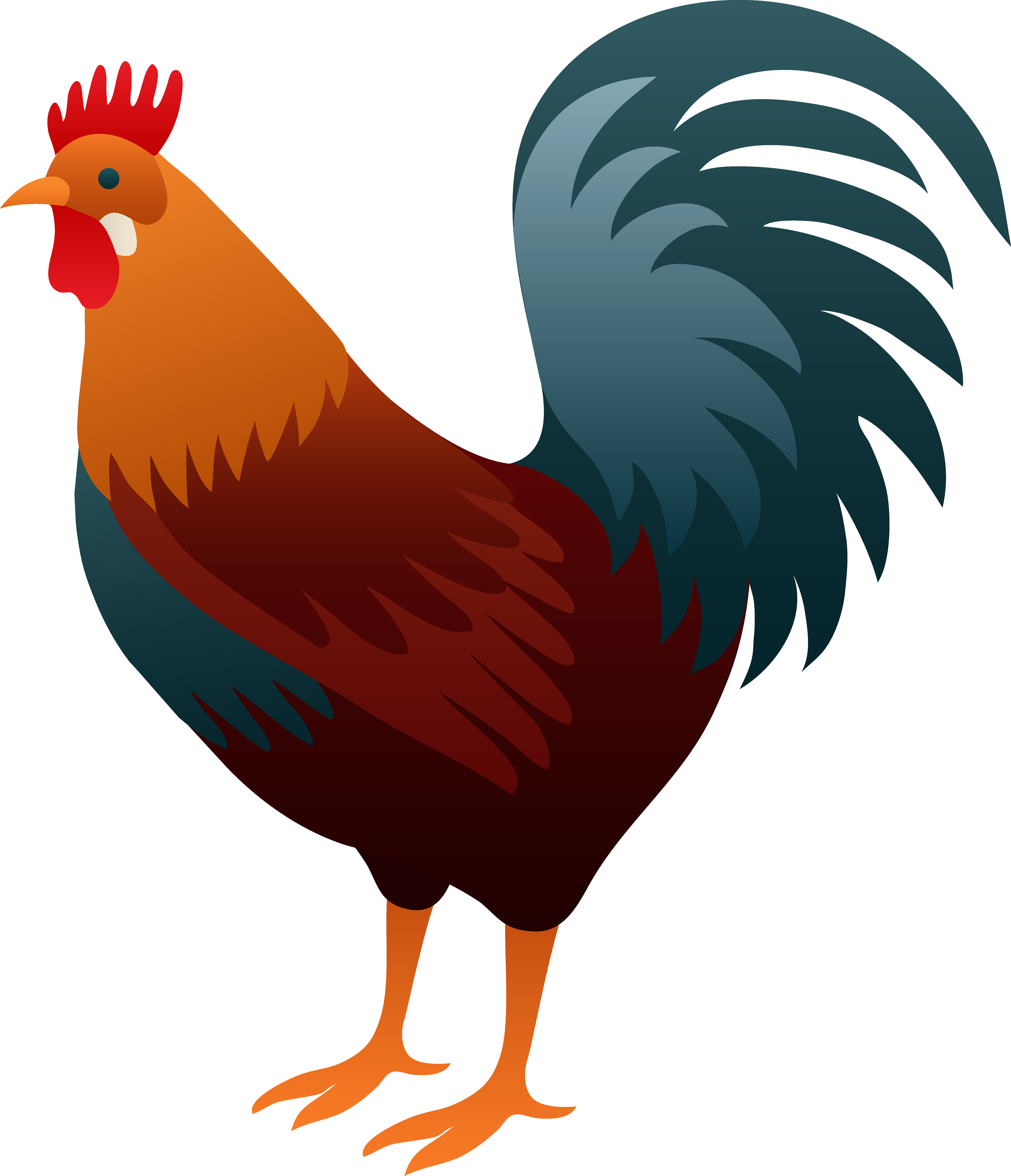 5822x6773 Gold Red Rooster Clipart