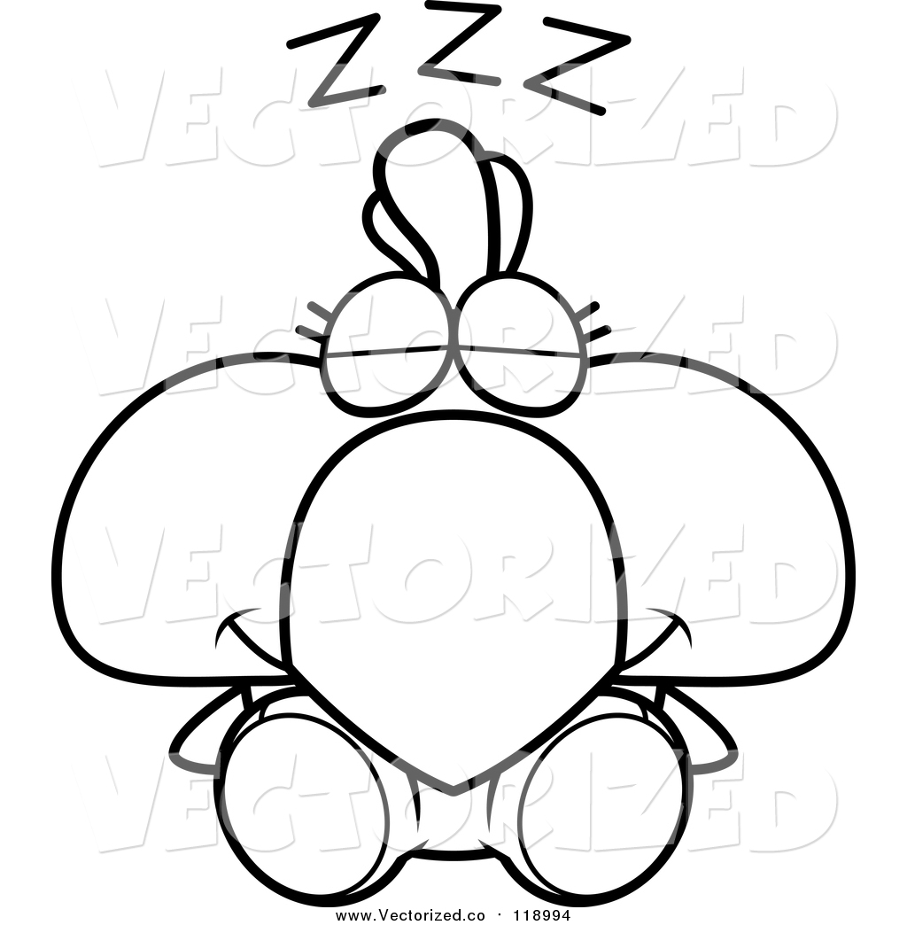 1024x1044 Royalty Free Clipart Of A Black And White Cute Sleeping Rooster