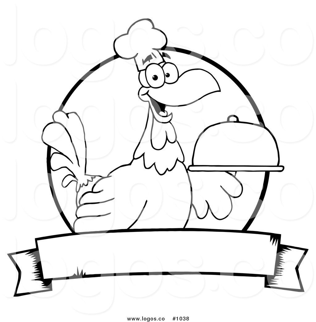 1024x1044 Royalty Free Outlined Rooster Chef Waiter Vector Logo By Hit Toon