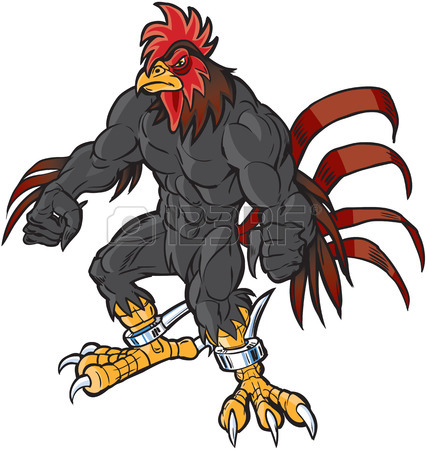 427x450 Vector Cartoon Clip Art Illustration Of An Angry Muscular Rooster