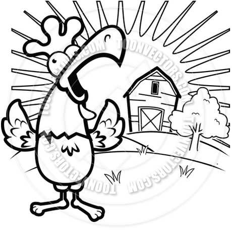 460x460 Rooster Farm (Black And White Line Art) By Cory Thoman Toon
