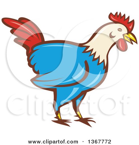 450x470 Clipart Of A Retro Cartoon Rooster