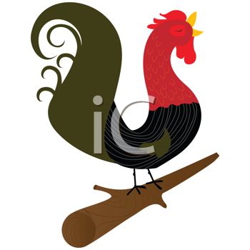350x350 Crowing Rooster Clipart