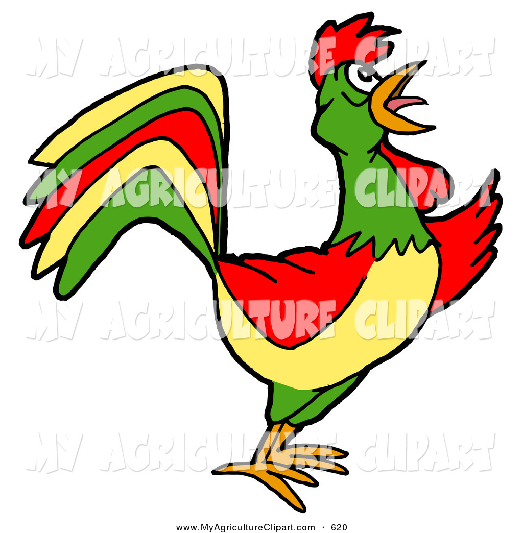 1024x1044 Vector Agriculture Clipart Of A Colorful Farm Rooster Crowing