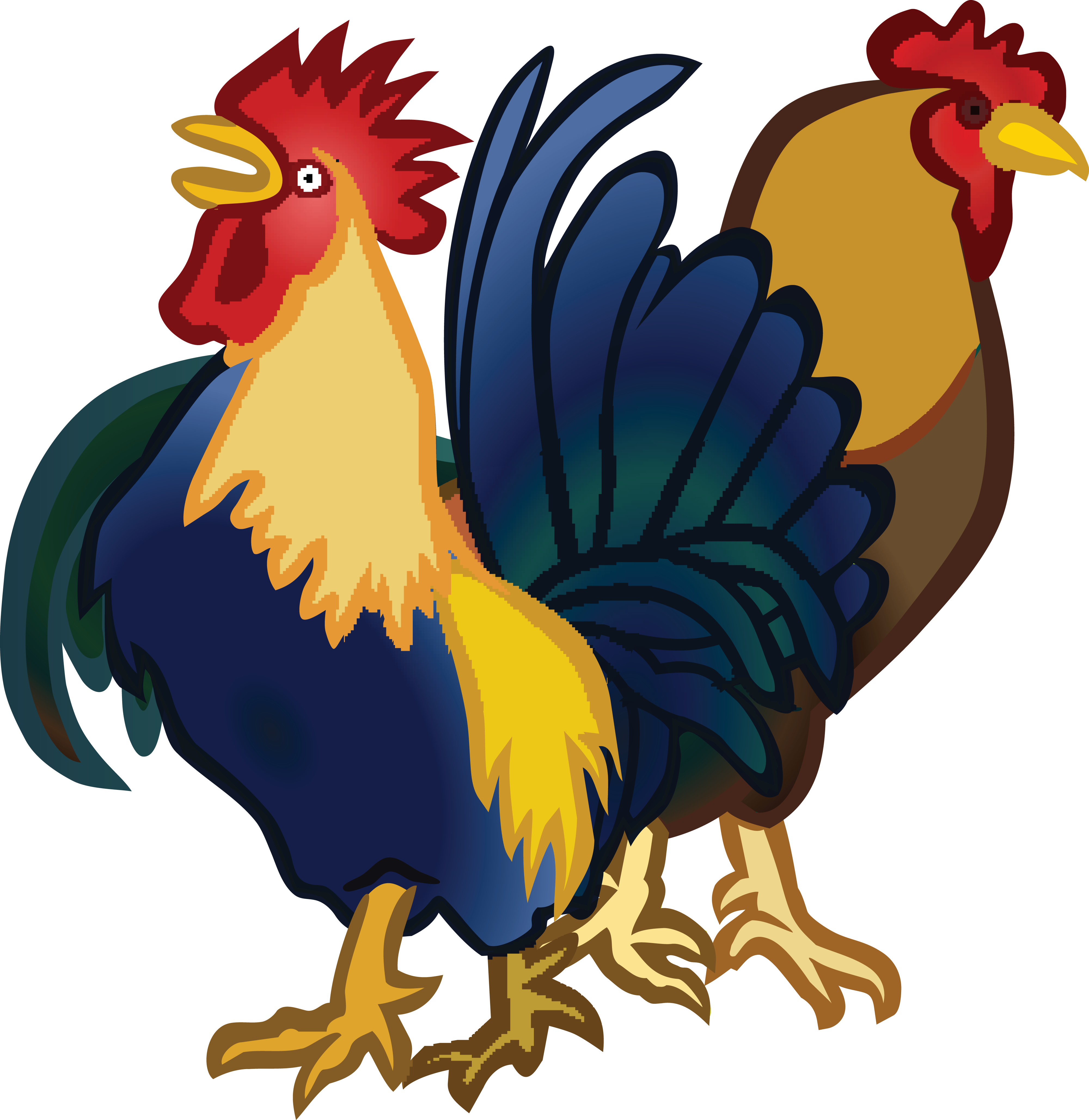 4000x4115 Free Clipart Of A Rooster And Hen